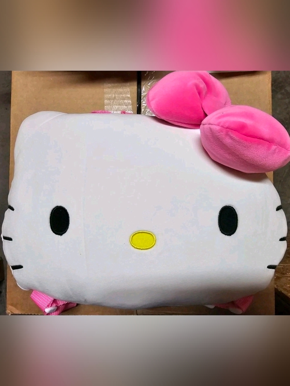 Sanrio Hello Kitty Head Shaped Plush Backpack 10x13", Hello Kitty Pink Bow Plush